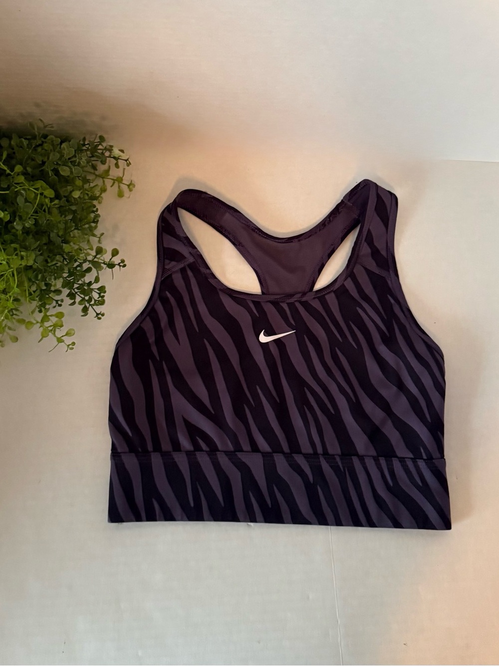 Nike Purple Zebra-Print Racerback Sports Bra